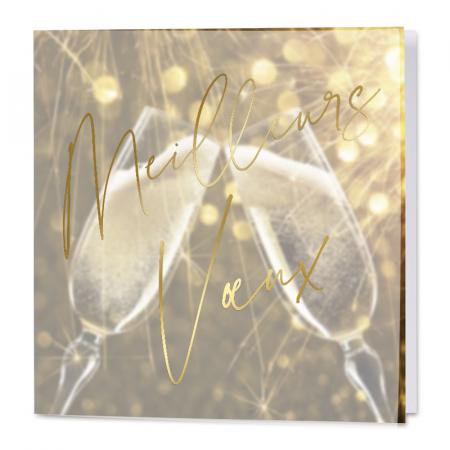 Carte de vœux calque et bulles de champagne 