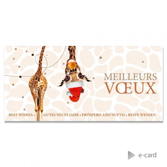 E-card vœux 2024 girafe rigolote et dorure