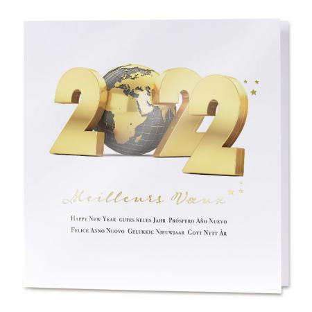 Carte de vœux 2022 dorure et couleur or