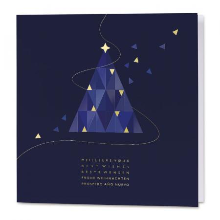 Carte de vœux entreprise avec dégradé de bleu et dorure