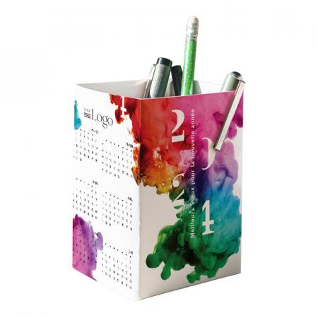 Carte de vœux entreprise pot à crayons 2024 colorée