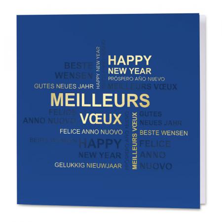 Carte de vœux professionnelle "bonne année" sur fond bleu
