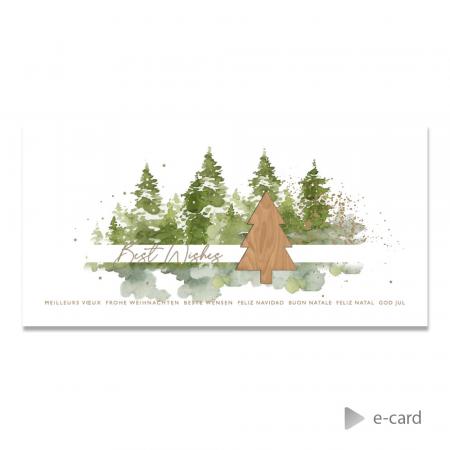 E-card entreprise motif en bois et sapin de Noël